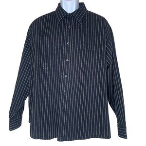 Linea Dôme Men's 2XL Black Pinstripe Button Down Shirt 100% Cotton